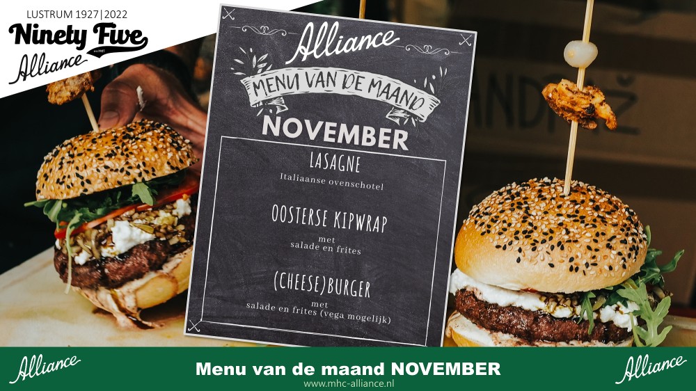 Kom eten op de club - menu van de maand NOVEMBER Nieuws afbeelding