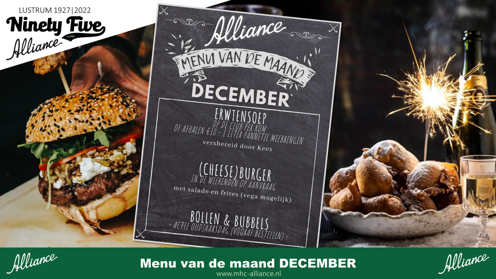 Menu van de maand DECEMBER - met afhaal erwtensoep Nieuws afbeelding