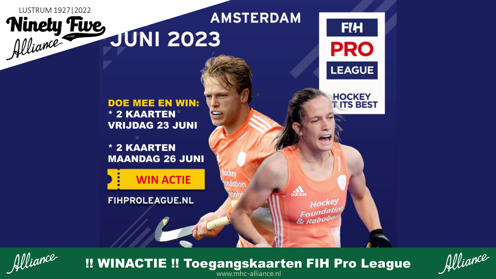 !! WINACTIE !! Voor kaarten FIH Pro League vrijdag 23 en maandag 26 juni Nieuws afbeelding