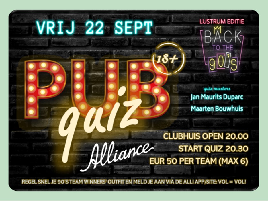 Pubquiz 18+ 22 sept | nog enkele plekken | schrijf je snel in! Nieuws afbeelding